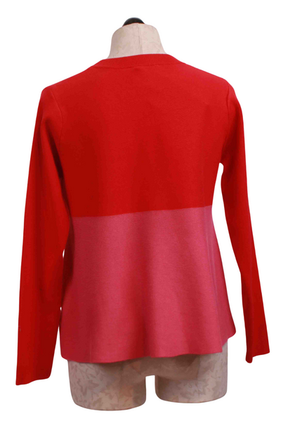 back view of Pink and Red Colorblock Flared Sweater by Compania Fantastica
