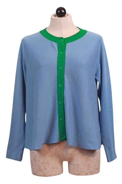 Blue and Green Flared Knit Cardigan by Compania Fantastica 