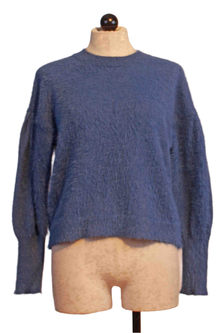 blue Fuzzy Blouson Sleeve Sweater by Compania Fantastica