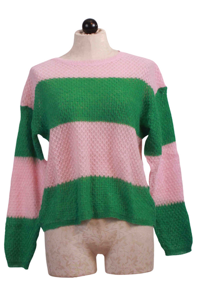 Green and Pink Striped Gauzy Sweater by Compania Fantastica