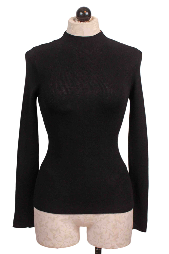 Black Ribbed Mock Neck Top by Compania Fantastica