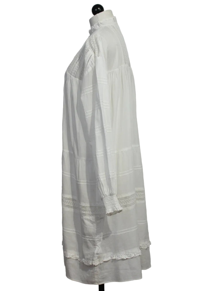 side view of White Eyelet Rusty Dress by MKT Studio