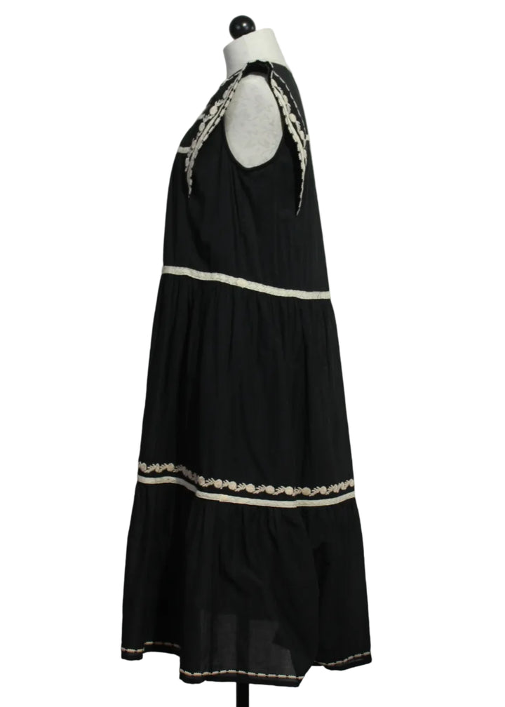 side view of The Black Roleo Dress by MKT Studio 