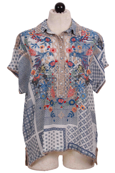 Multicolored Masquerade Embroidered Blouse by Johnny Was