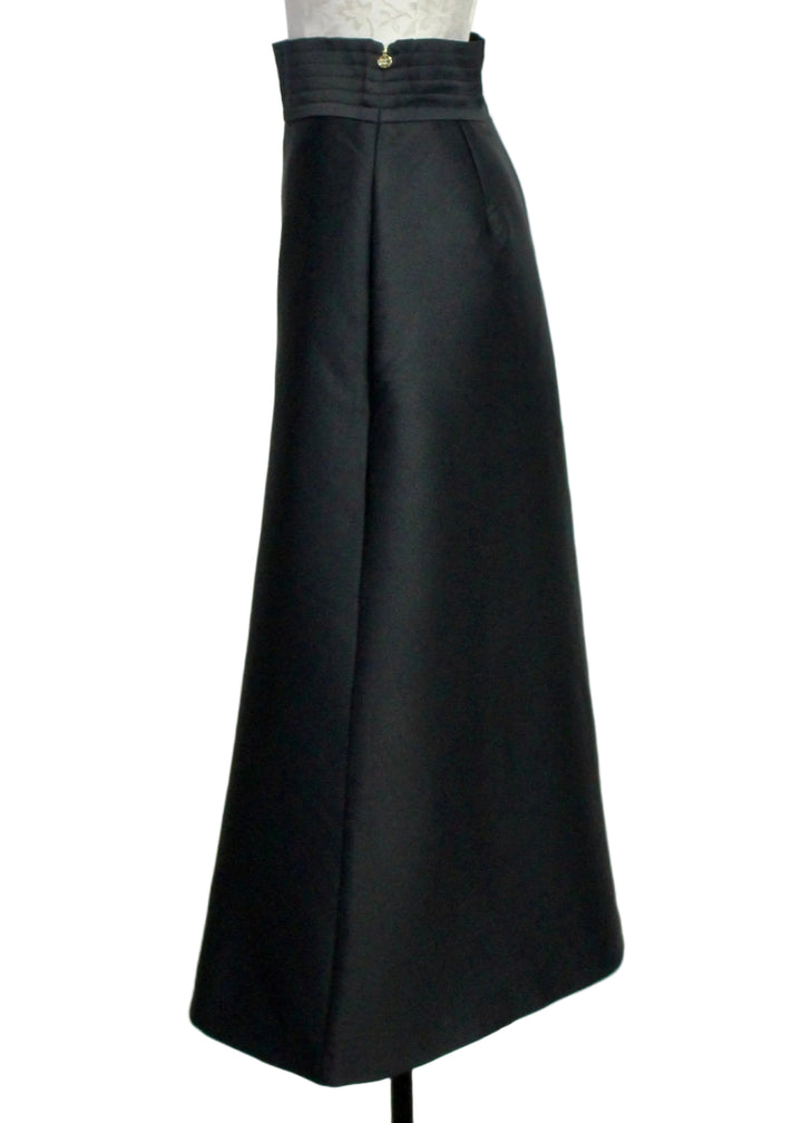 side view of High waisted Black Sable Skirt by Emily McCarthy 
