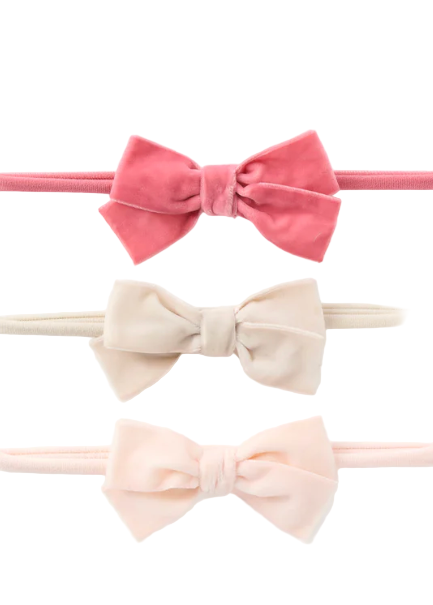 3 Pk Velvet Bow Headbands by Elegant Baby