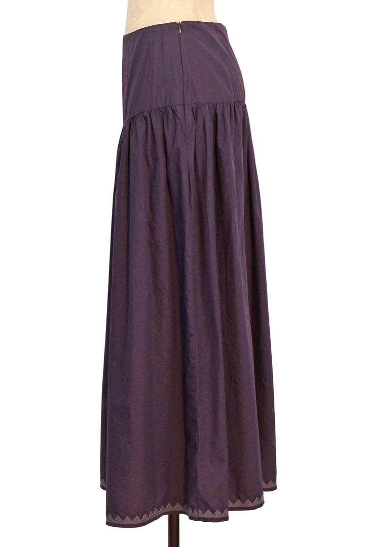 side view of Midi Length Blue Skirt by Sonmer