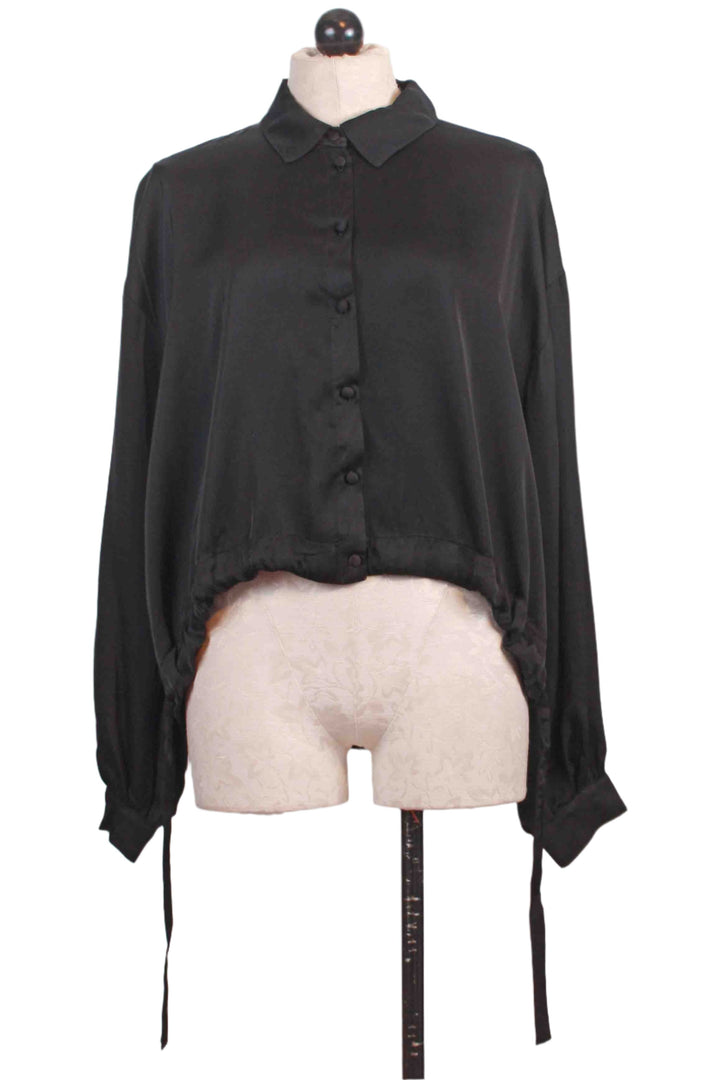 black Short Bolero Shirt with Drawstrings by Baci