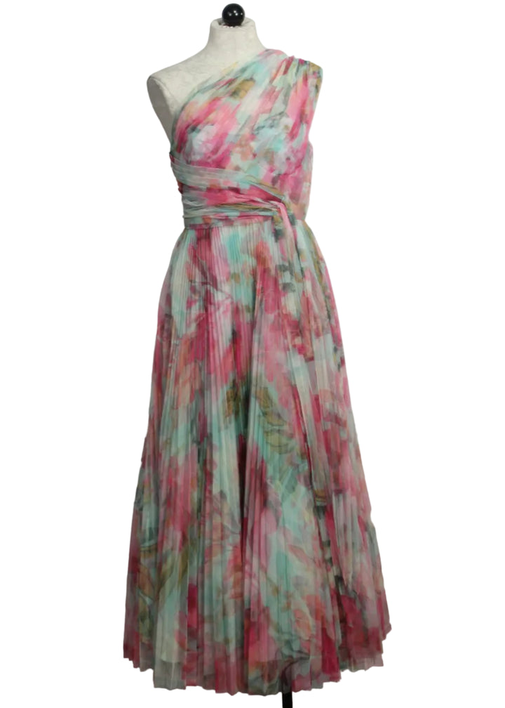 The Philippa Gown by Hutch in the Mint Multi Overlay Tropical print