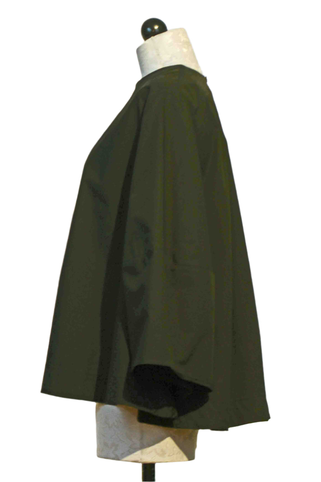 side view of Black Flared Sleeve Cotton Pullover Blouse with Flared Body by Baci 