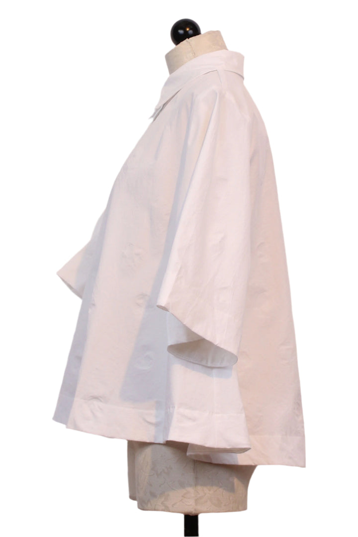 side view of White Polka Dot Wide 3/4 Sleeve Blouse by Baci