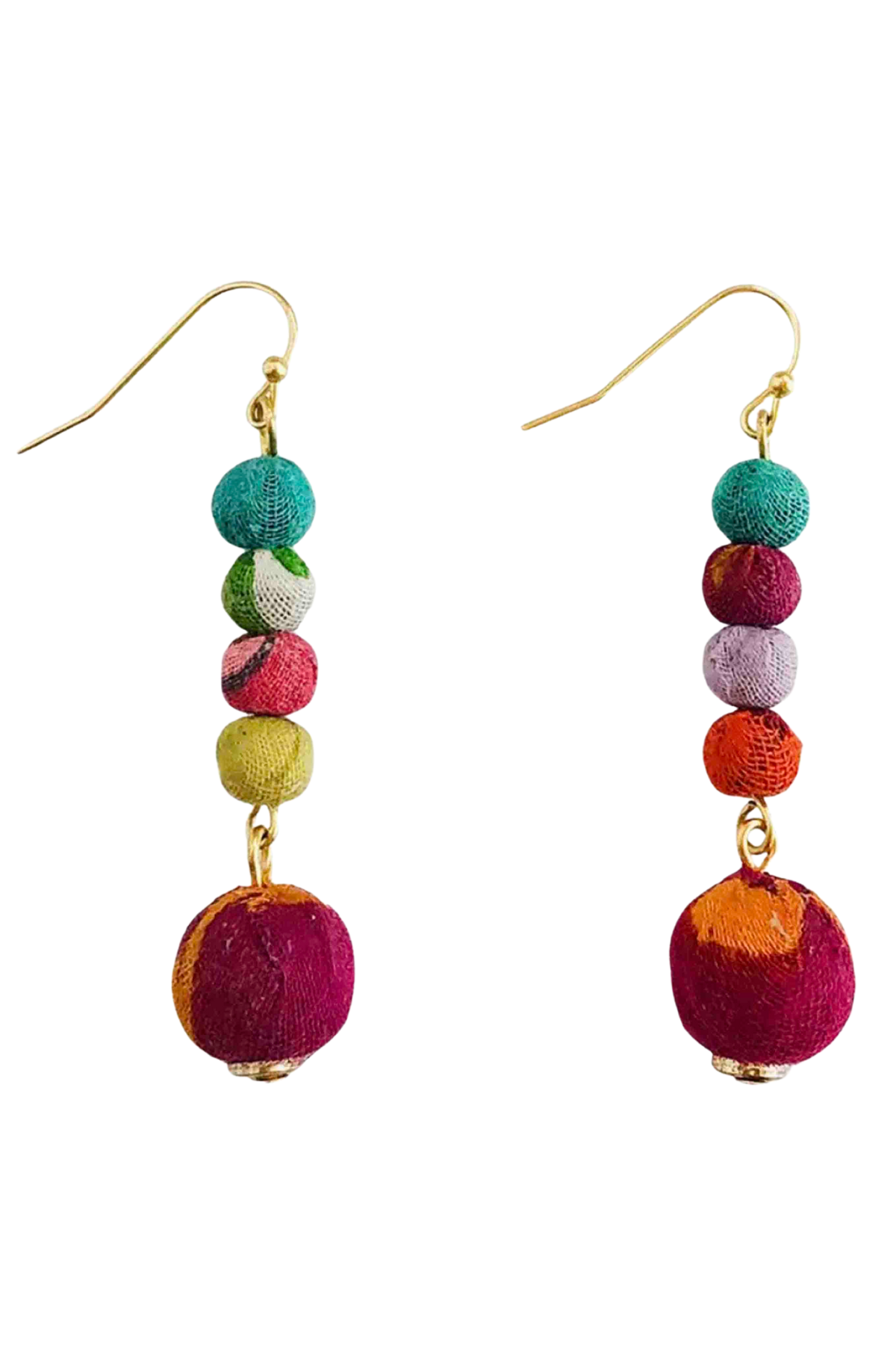 Multicolored Dripping Kantha Earrings by World Finds
