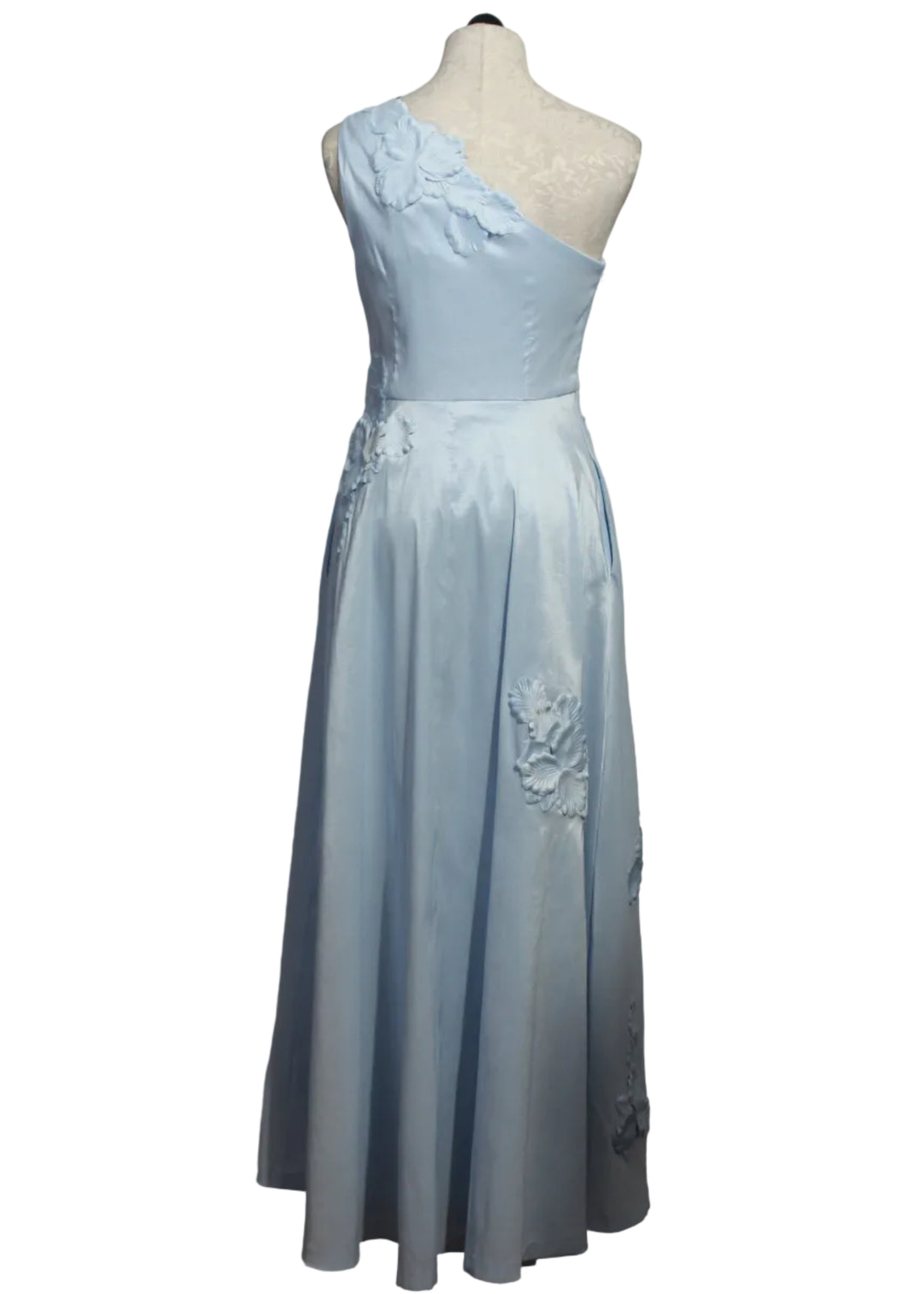 back view of Baby Blue One Shoulder Adelaide Dress by Hutch