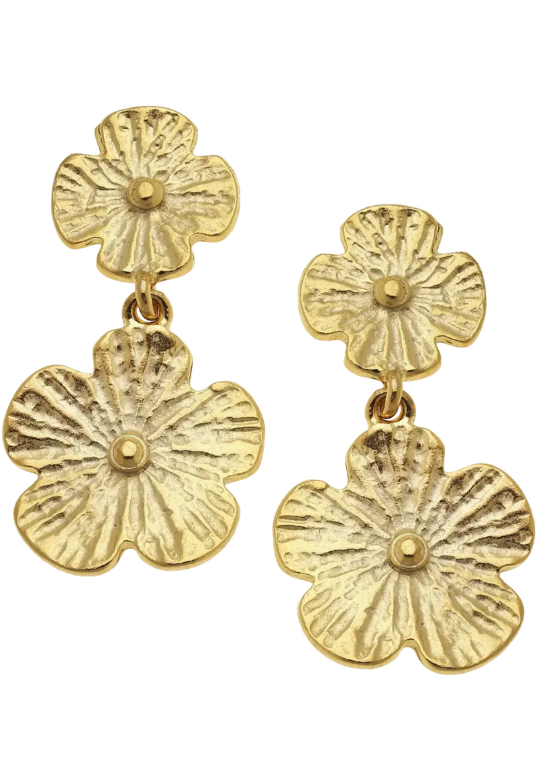 Gold Double Flower Earrings by Susan Shaw 