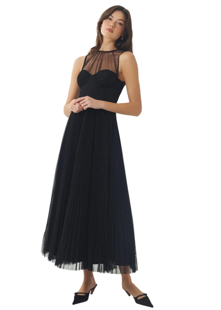model wearing the Black Donya Gown by Hutch