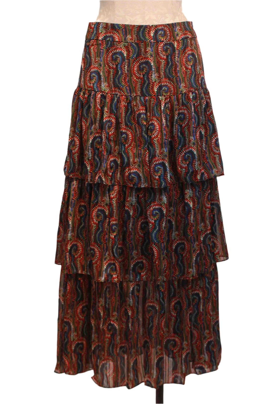 Multicolored Swirls Tiered Falls Skirt by Traffic People