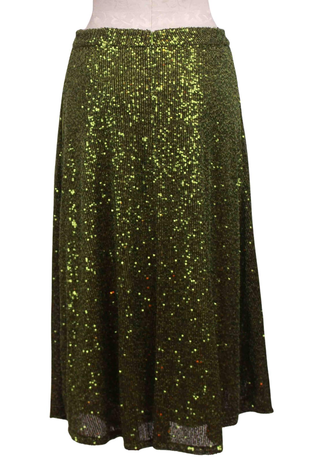 back view of Green Sparkle Sequined Edge of Silence Skirt by Traffic People