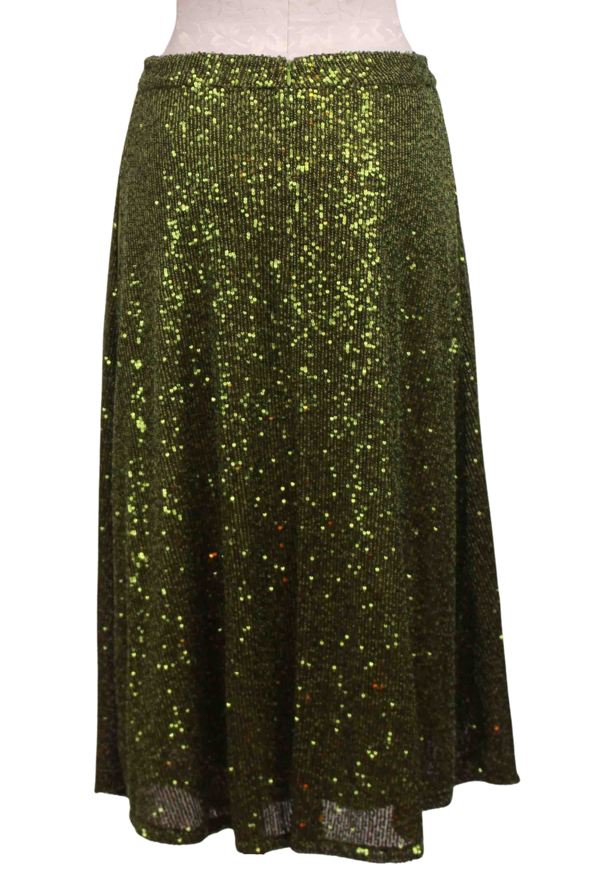 back view of Green Sparkle Sequined Edge of Silence Skirt by Traffic People