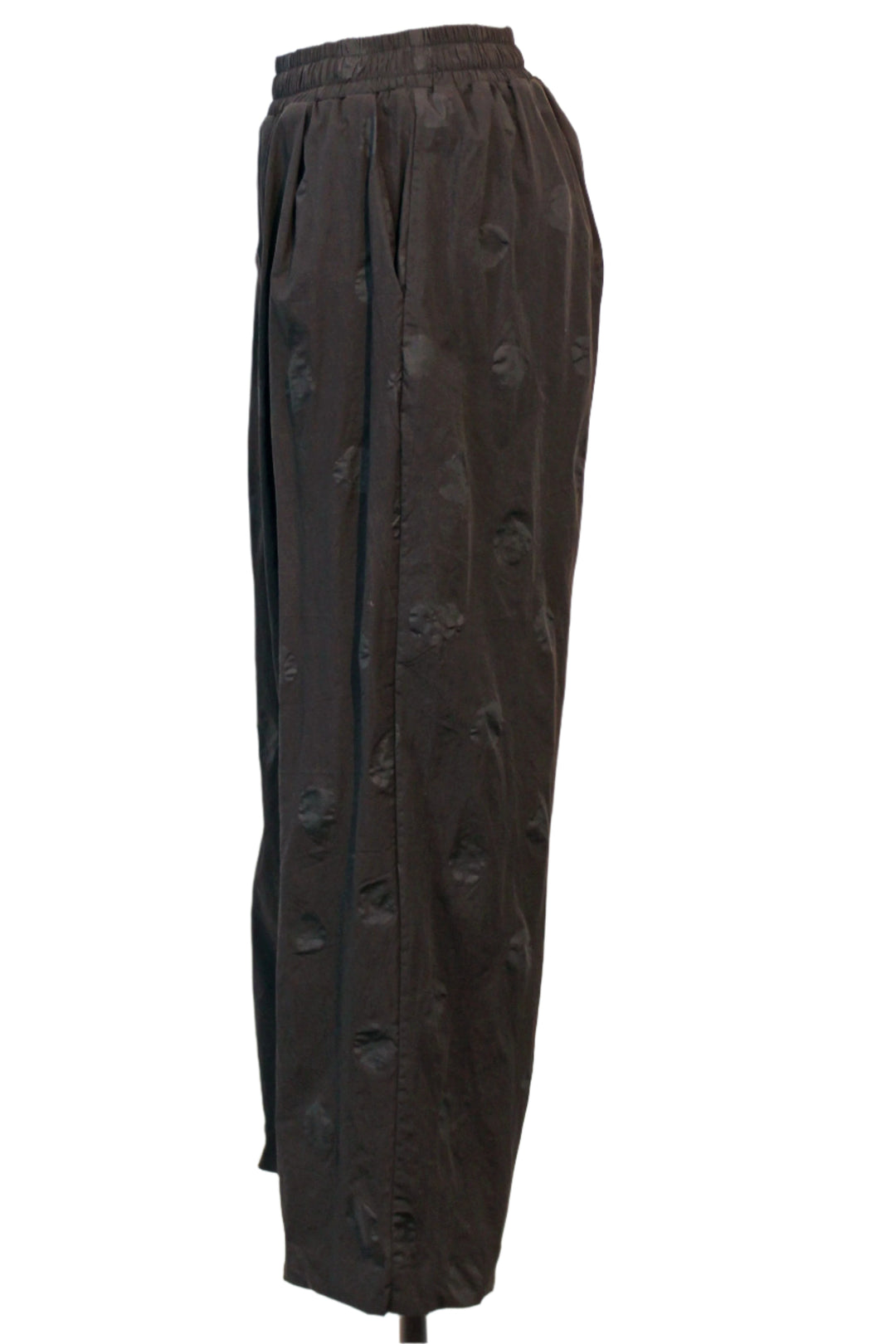 side view of Black Subtle Polka Dot Wide Leg Trouser by Baci 