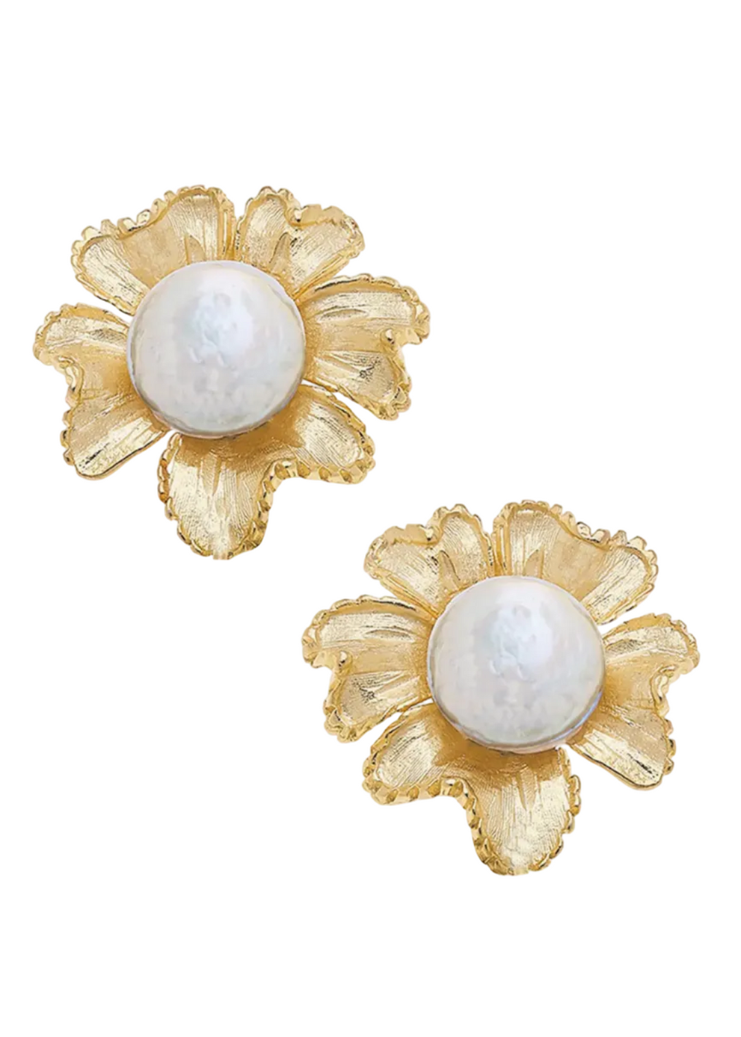 Gold Marigold Pearl Studs by Susan Shaw