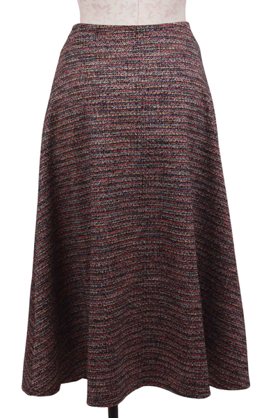 back view of Prado stripe fabric Godet Skirt by Isle by Melis Kozan