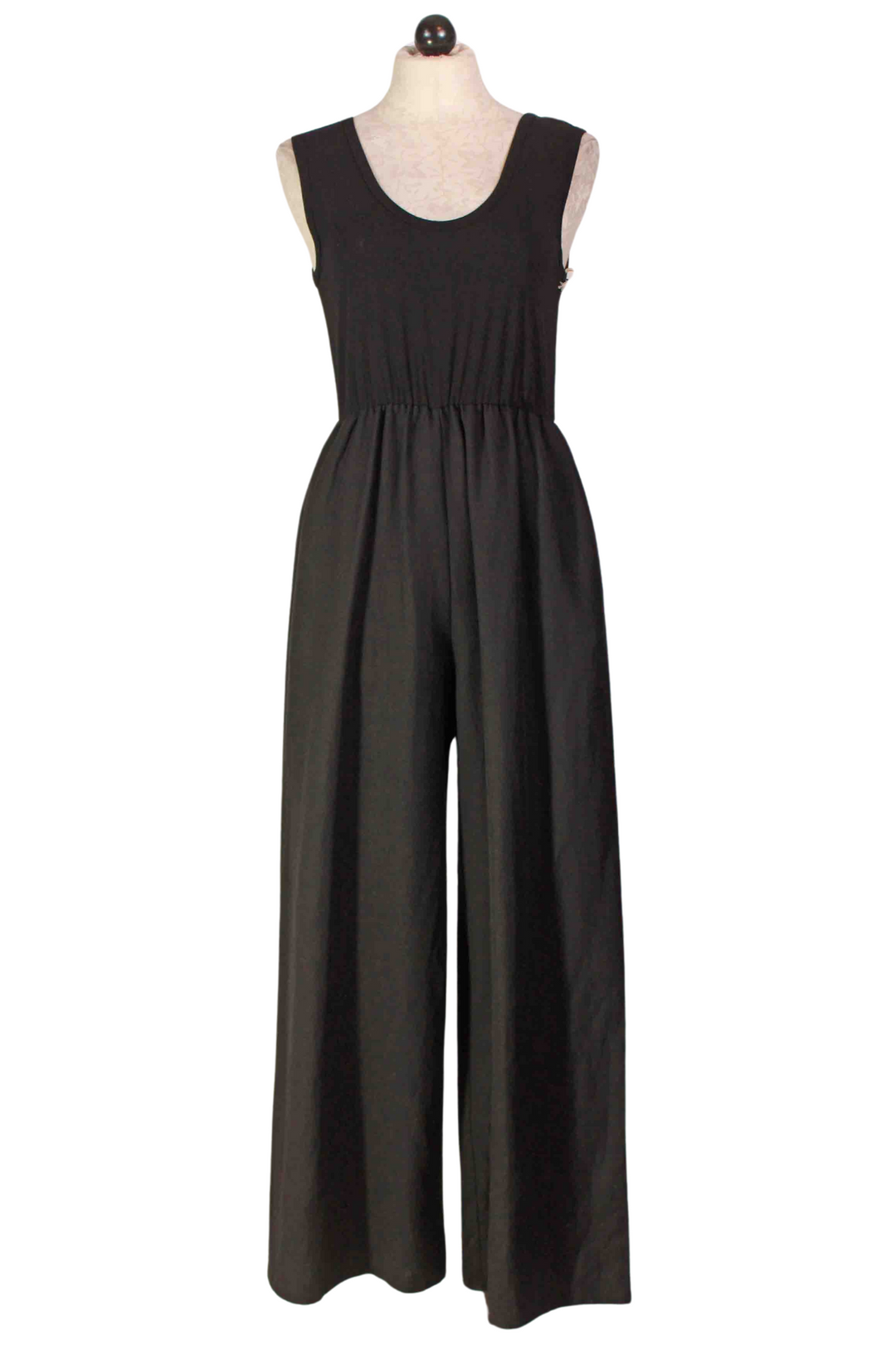 Black Sleeveless Wide Leg Jumpsuit by Fifteen Twenty