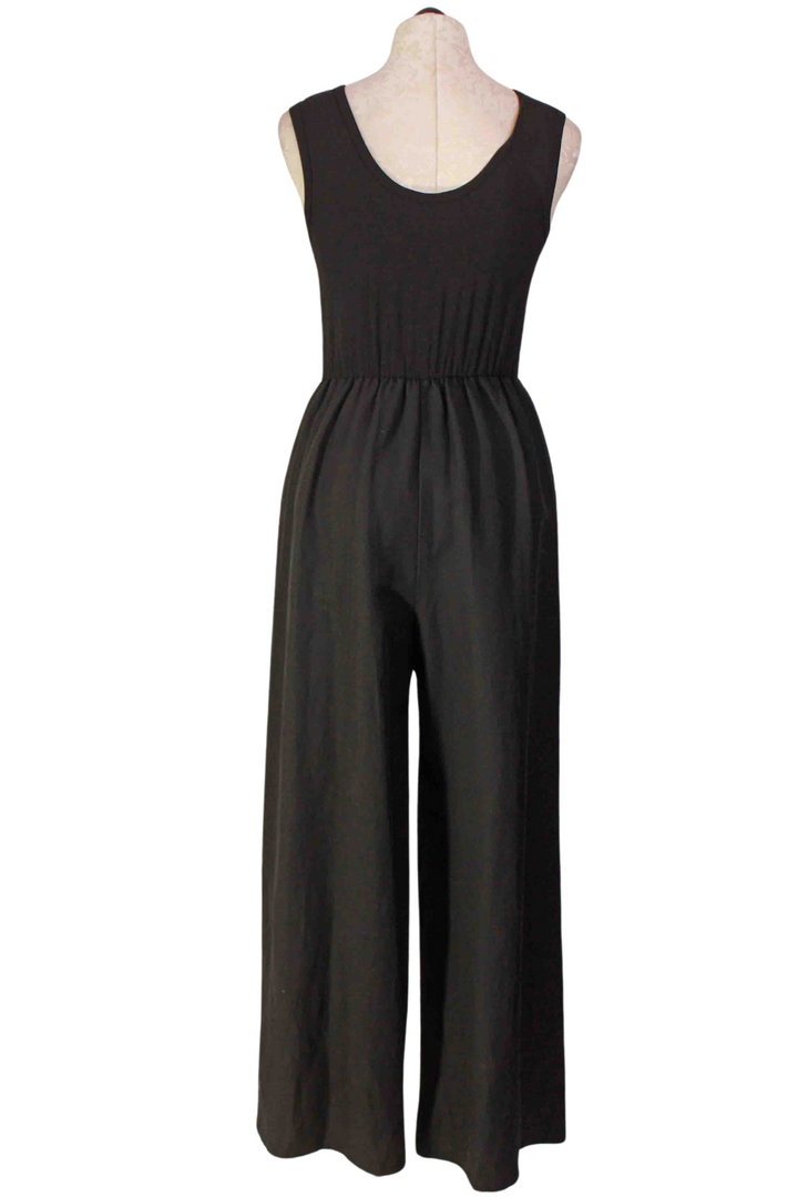 back view of Black Sleeveless Wide Leg Jumpsuit by Fifteen Twenty