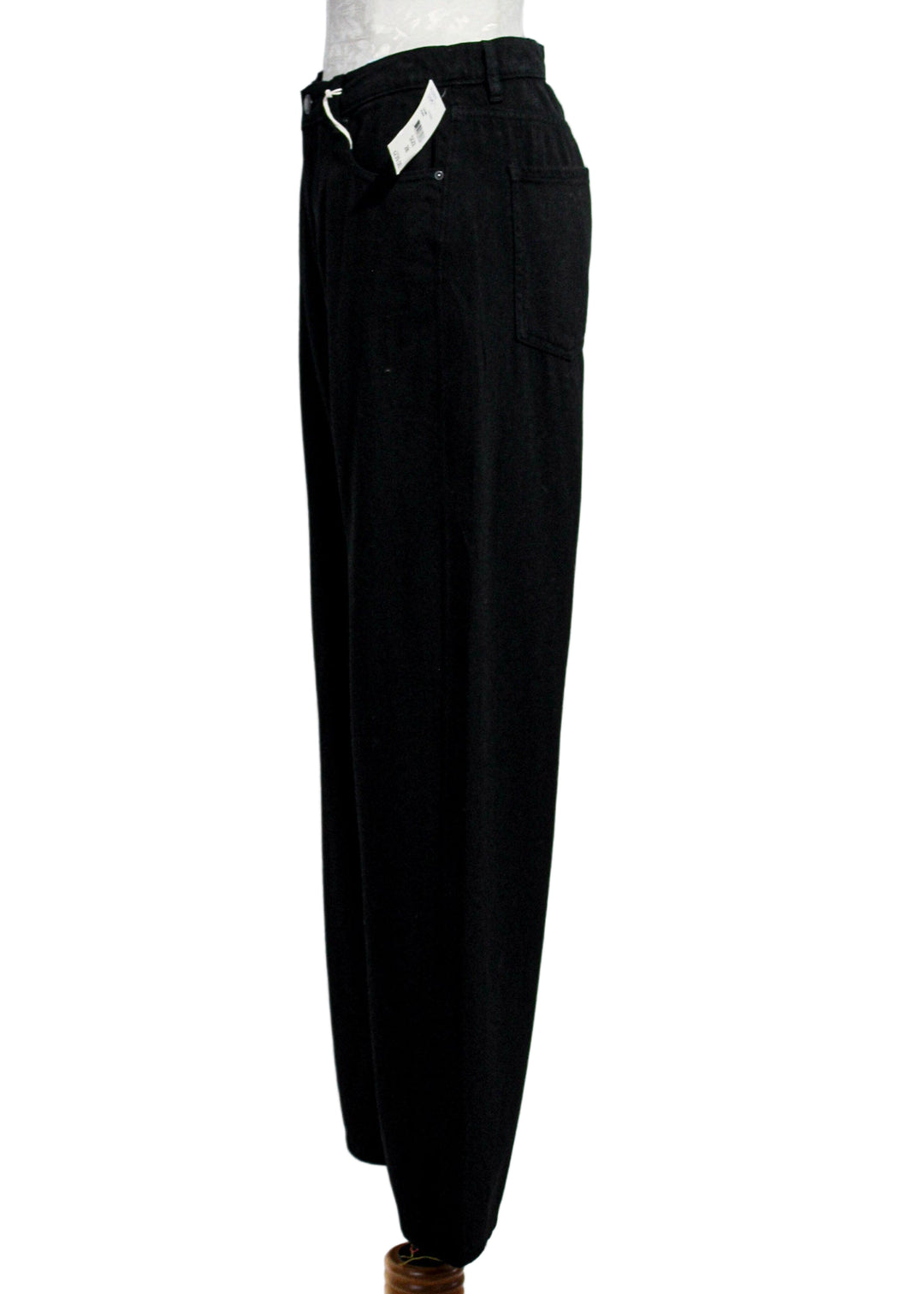side view of Black Karmine Refined High Rise 31" Wide Leg Jean by DL1961