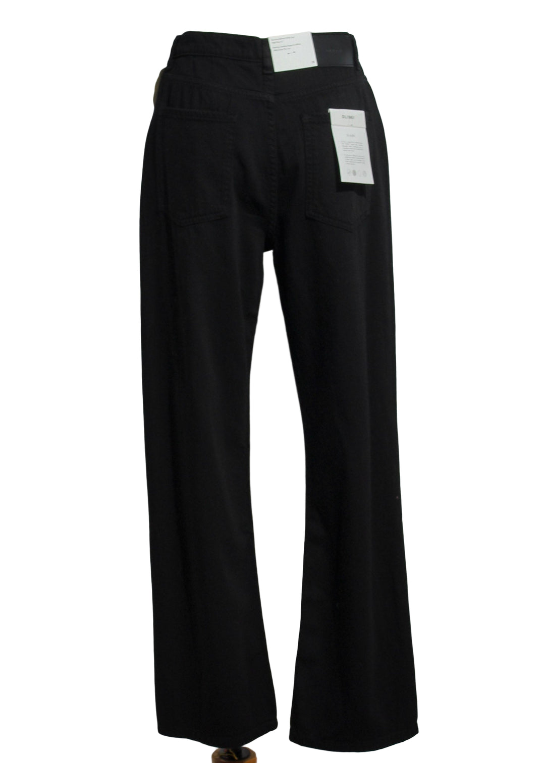 back view of Black Karmine Refined High Rise 31" Wide Leg Jean by DL1961