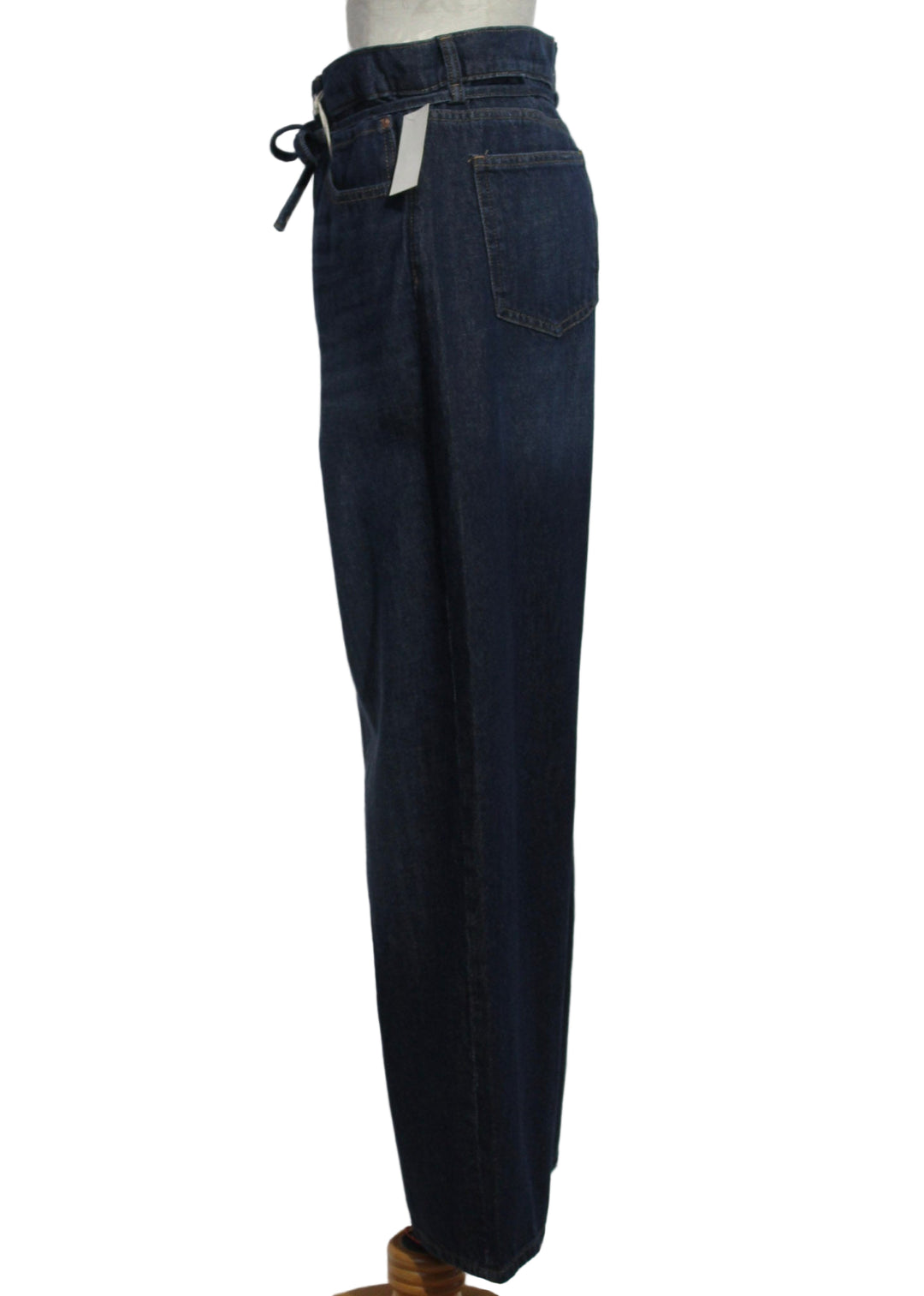 Side view of Space Blue Casie 31" Mid Rise Relaxed Wide Leg Jean by DL1961