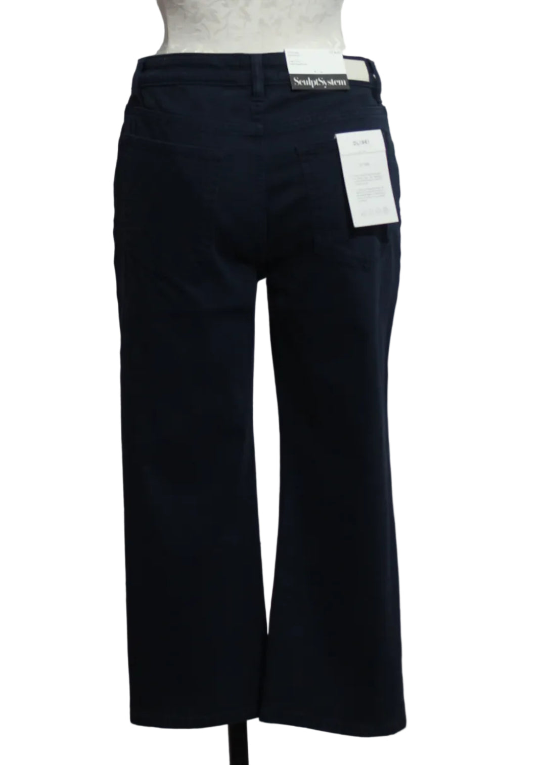 back view of Bright Navy Kristy Cropped Capri by DL1961