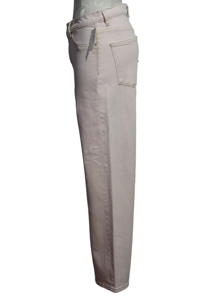 side view of Ballet colored Karmine Refined High Rise Wide Leg Jean by DL1961