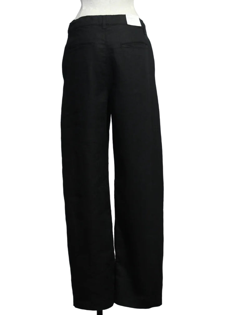 back view of Black Linen Taylor Relaxed High Rise 31 Barrel Jean by DL1961 
