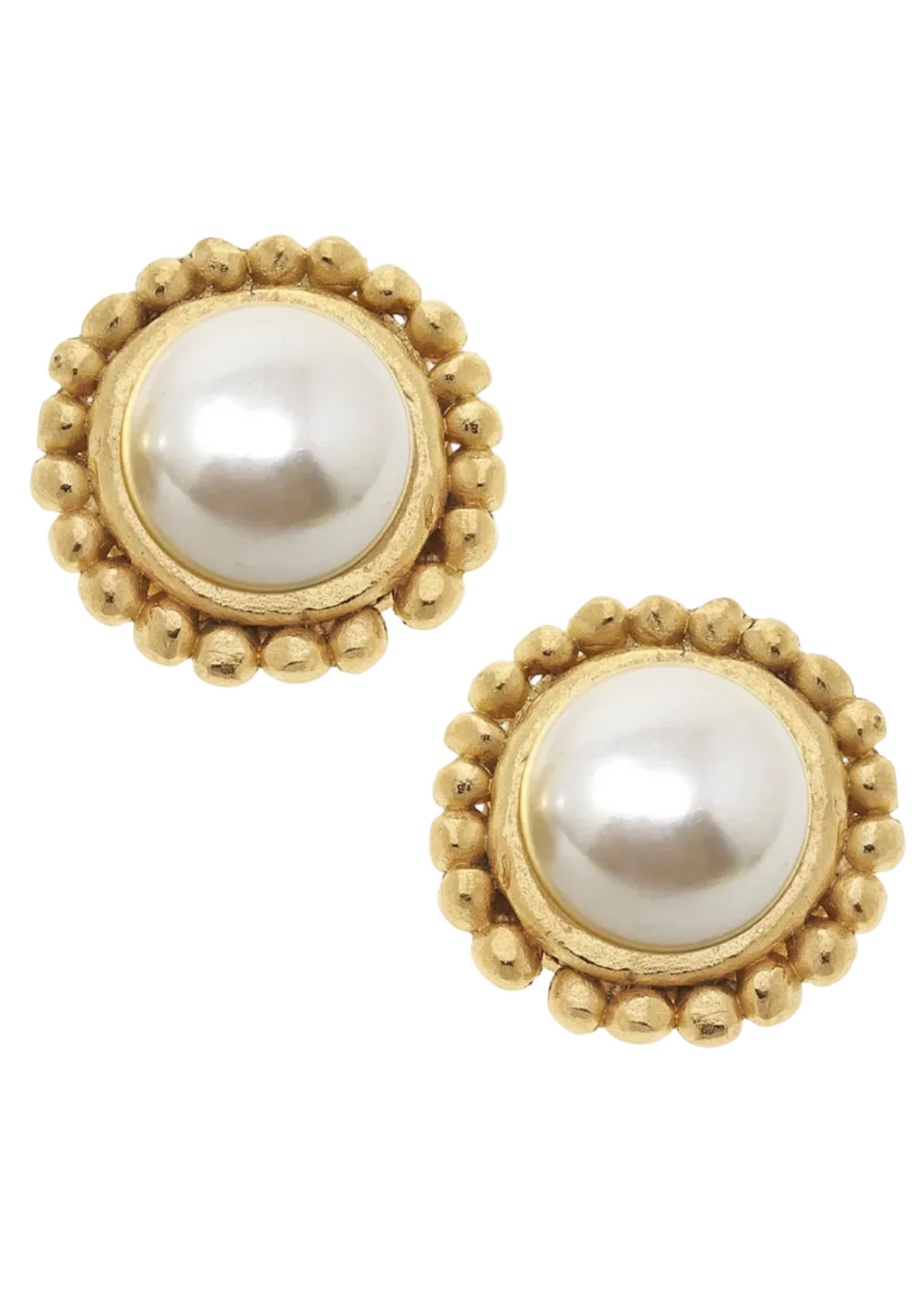 Handcast Gold Dotted Pearl Stud Earrings by Susan Shaw