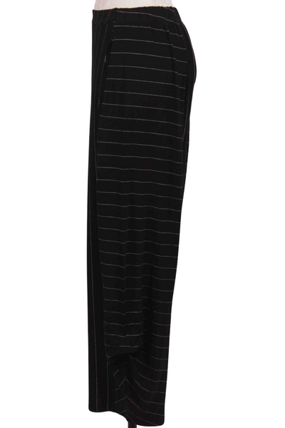 side view of black Pinstripe Brooklyn Pullover by Liv by Habitat