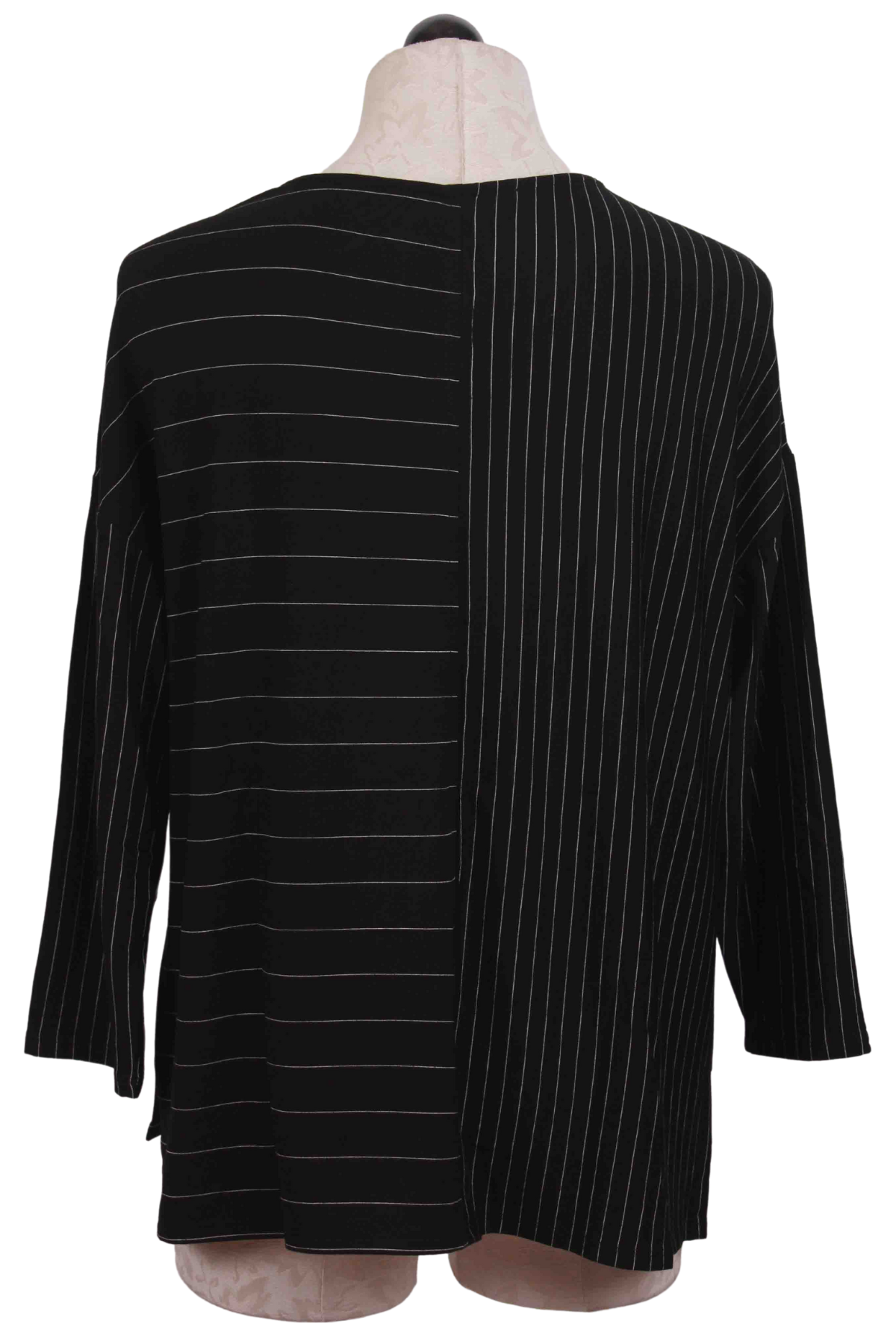 back view of black Pinstripe Brooklyn Pullover by Liv by Habitat