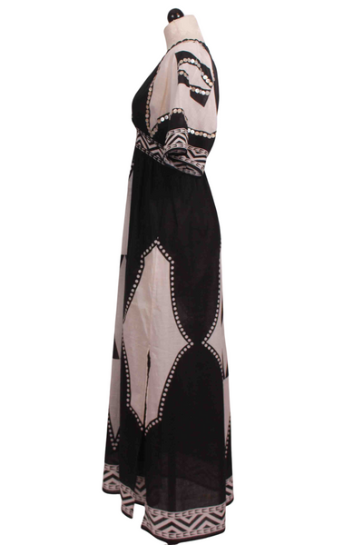 side view of Ying Yang/Onyx Black Shades of Light Long Dress by Scarlet Poppies