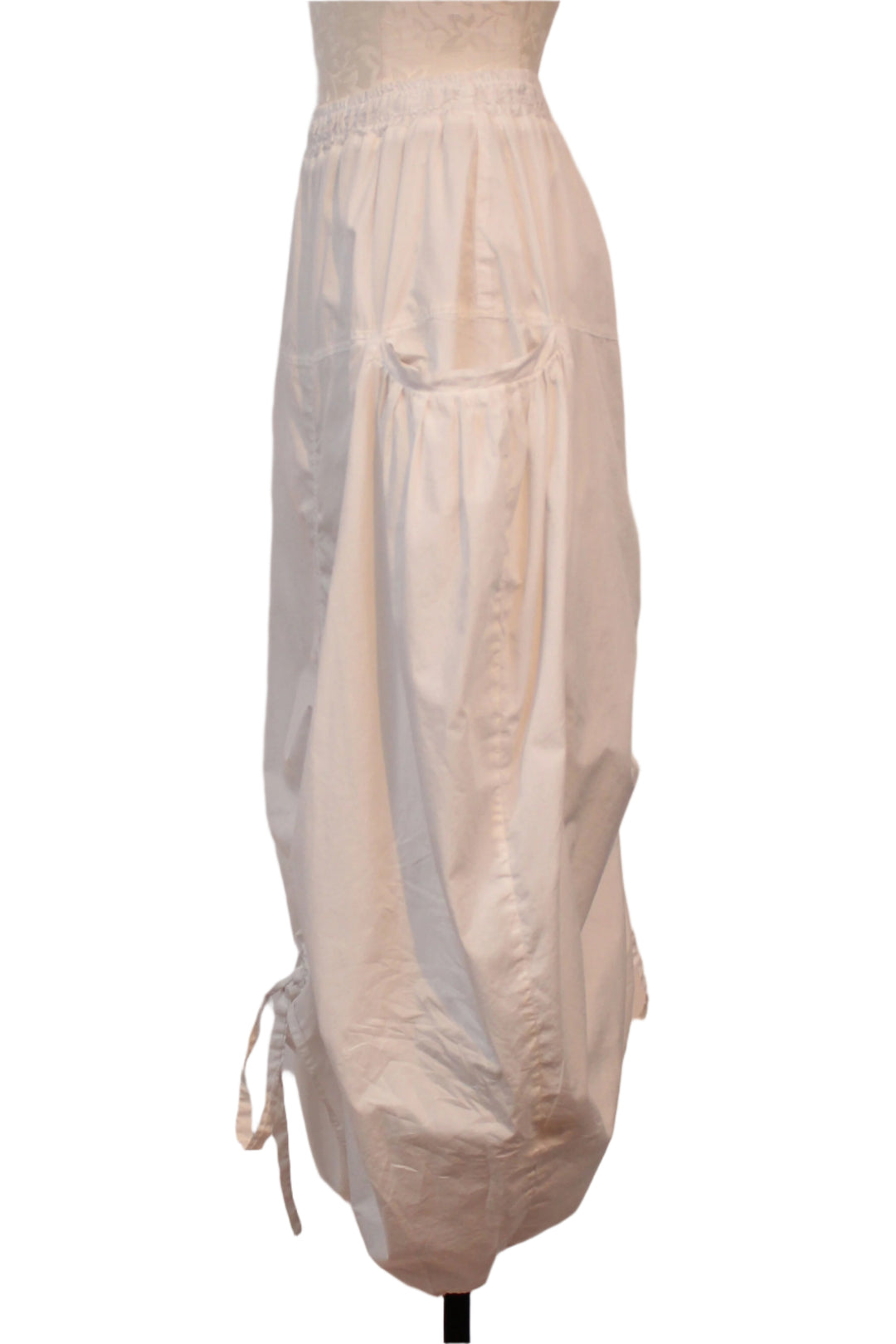 side view of Ice Colored Drawstring Amphora Skirt by Baci 