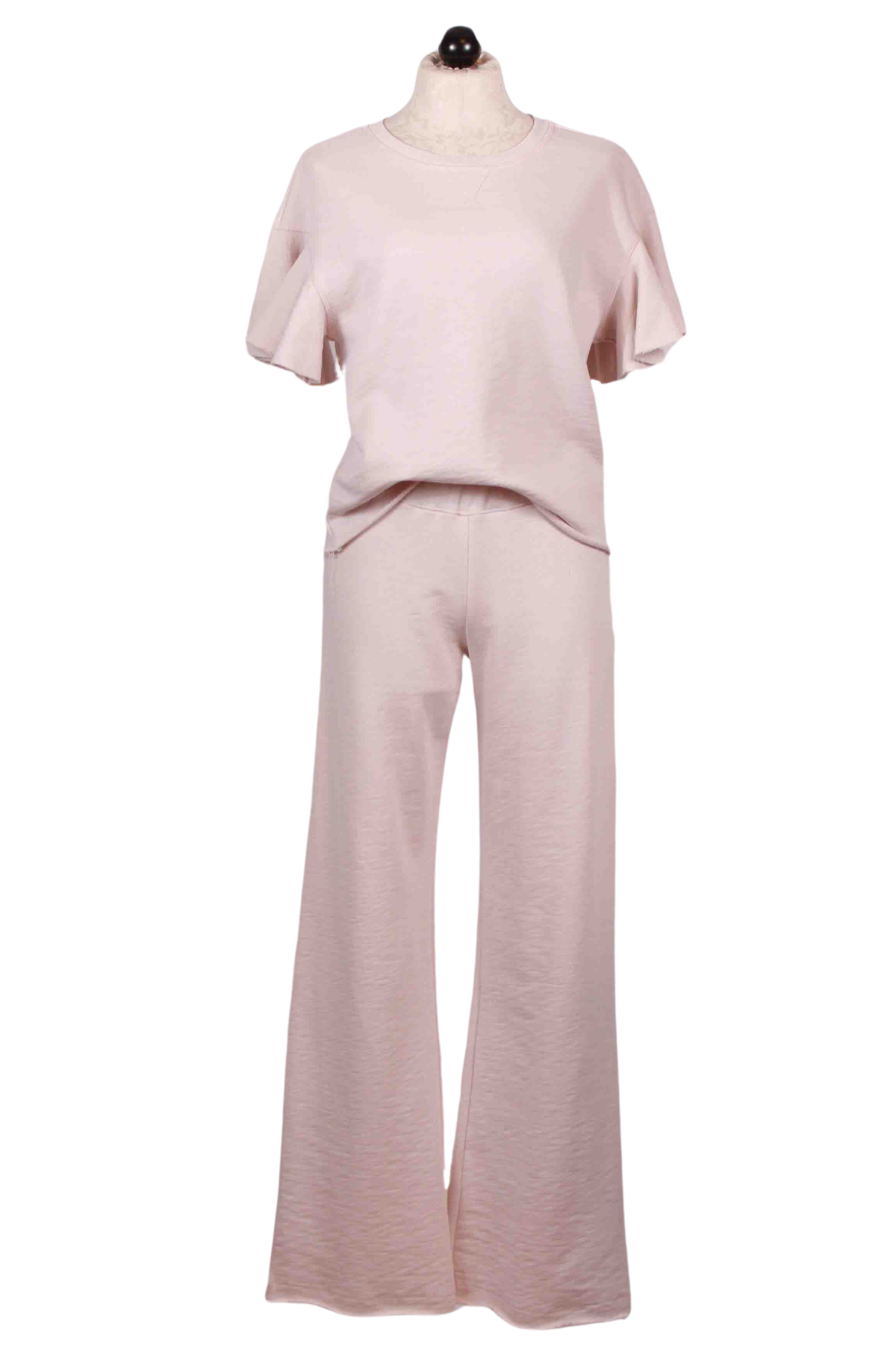 White Sand Big Ruffle Sleeve Melrose Top by Goldie LeWinter paired with the matching Easy Melrose Pants