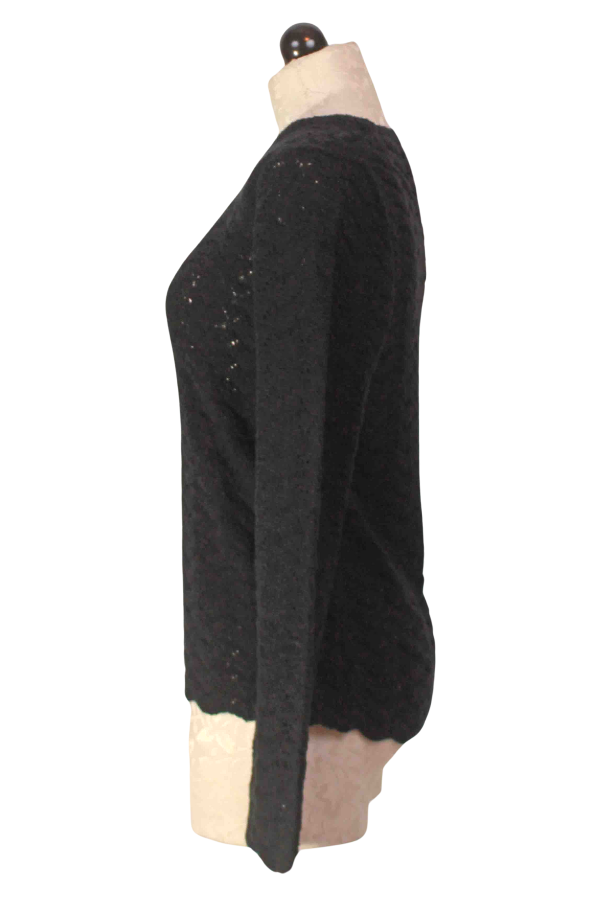 side view of Black Long Sleeve Knit Crew by Goldie LeWinter