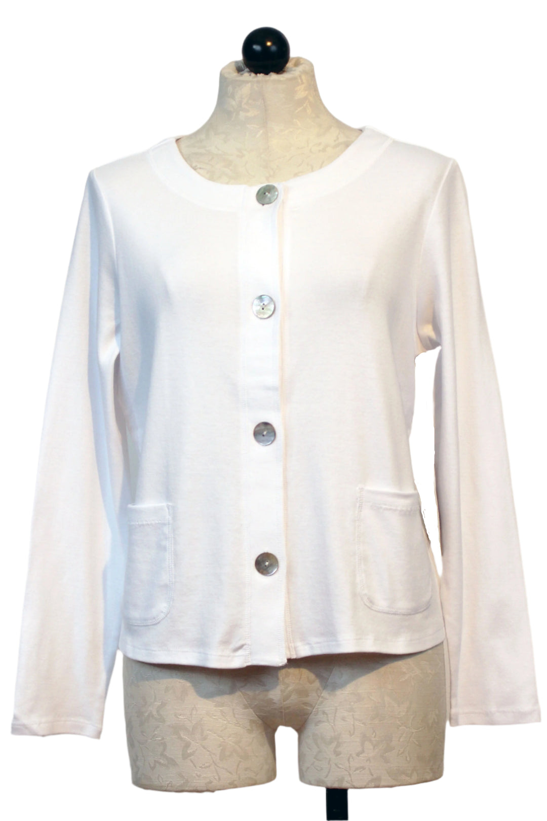 White Cozy Rib Solid Throw On Cardi by Habitat