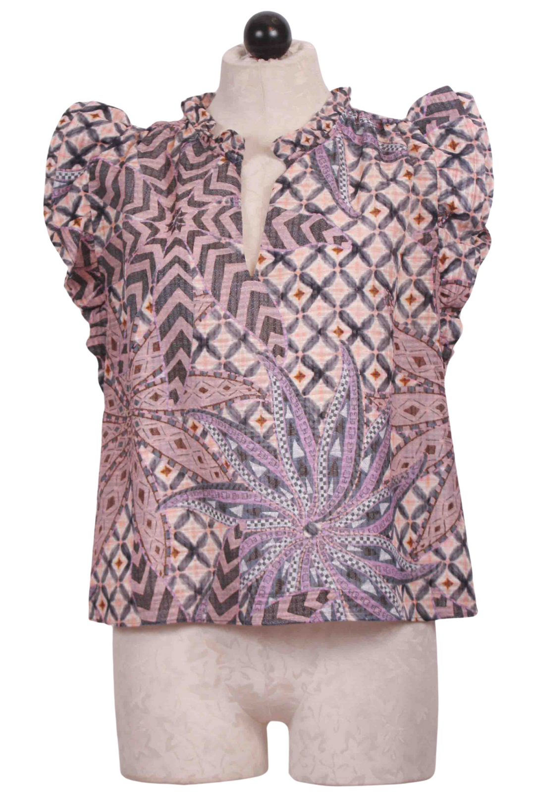 The Merrit Top By Marie Oliver in the Anise Lattice Print