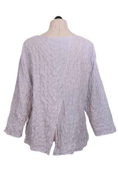back view of Crinkled Pinstripe Split Back Top by Cut Loose