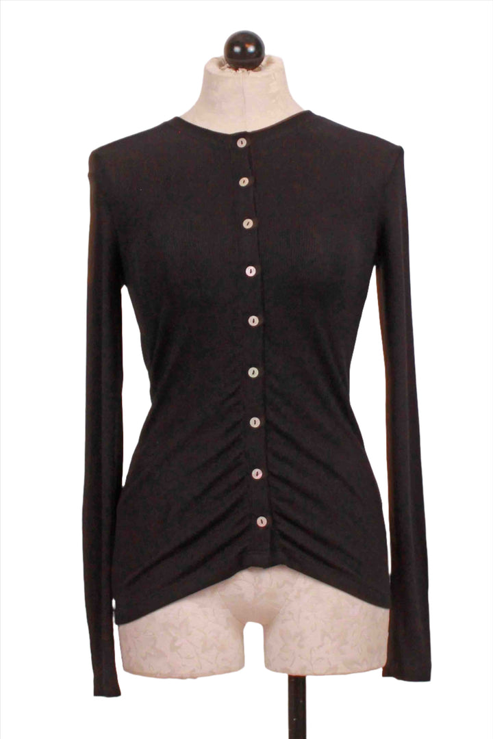 Black Fine Ribbed Cardigan by Goldie LeWinter