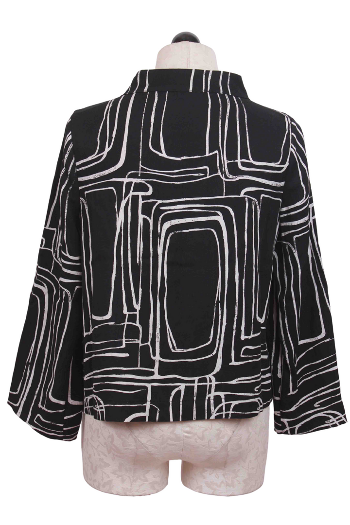 back view of black mod print Tencel Modern Jacket by Liv by Habitat