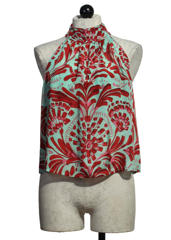 Bimini Blue and Red Sleeveless Goldie Top by Marie Oliver