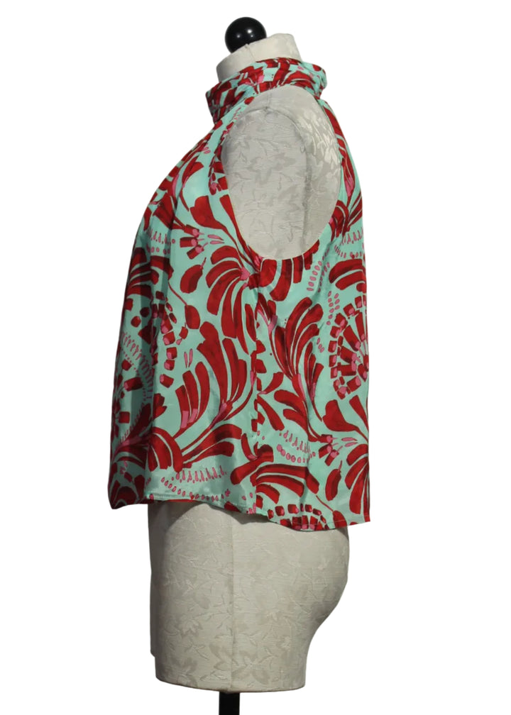 Bimini Blue and Red Sleeveless Goldie Top by Marie Oliver