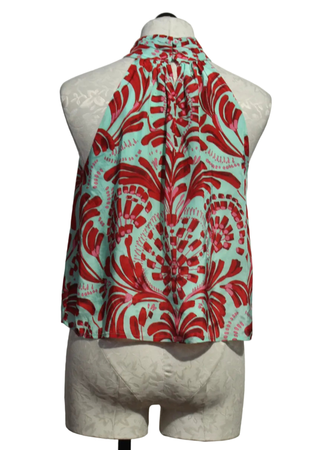 Back view of Bimini Blue and Red Sleeveless Goldie Top by Marie Oliver