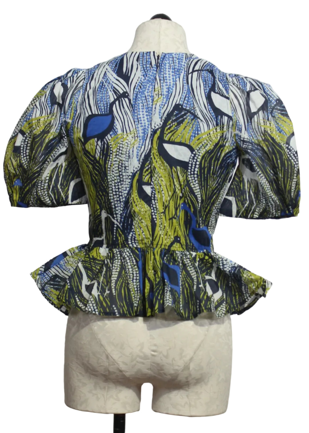 back view of Estella Top by Marie Oliver in the Heron Print