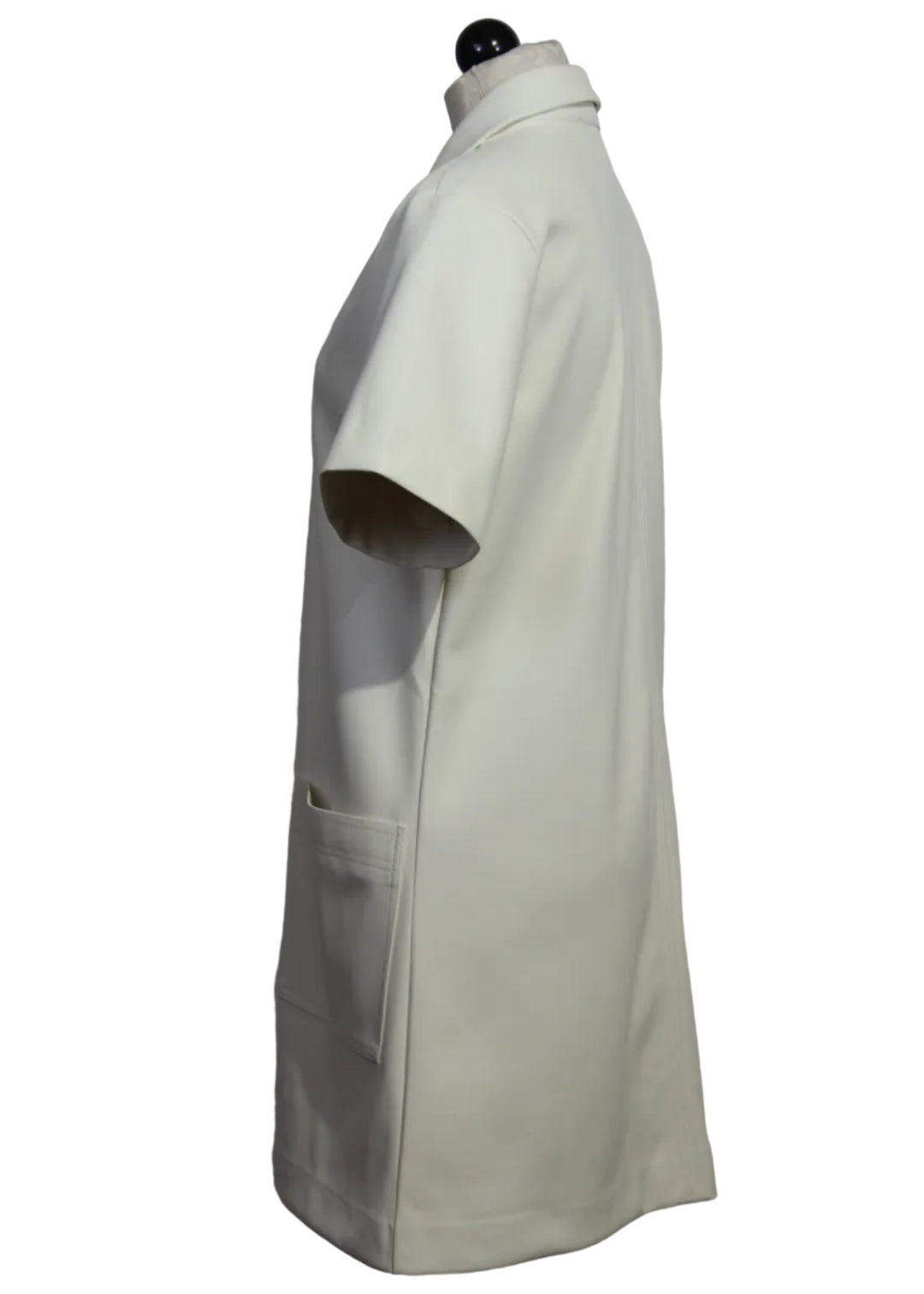 side view of Bone colored Sarah Faux Leather Dress by Fifteen Twenty